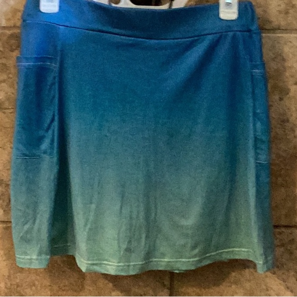 Blue and Green Mini Skater Skirt for Casual Wear